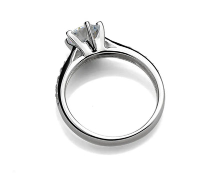 Luxury 925 Sterling Silver Classic Ring for Women Six Claw Jewelry Simple 70Ct Diamond Ring Imitation Diamond Women'S Ring